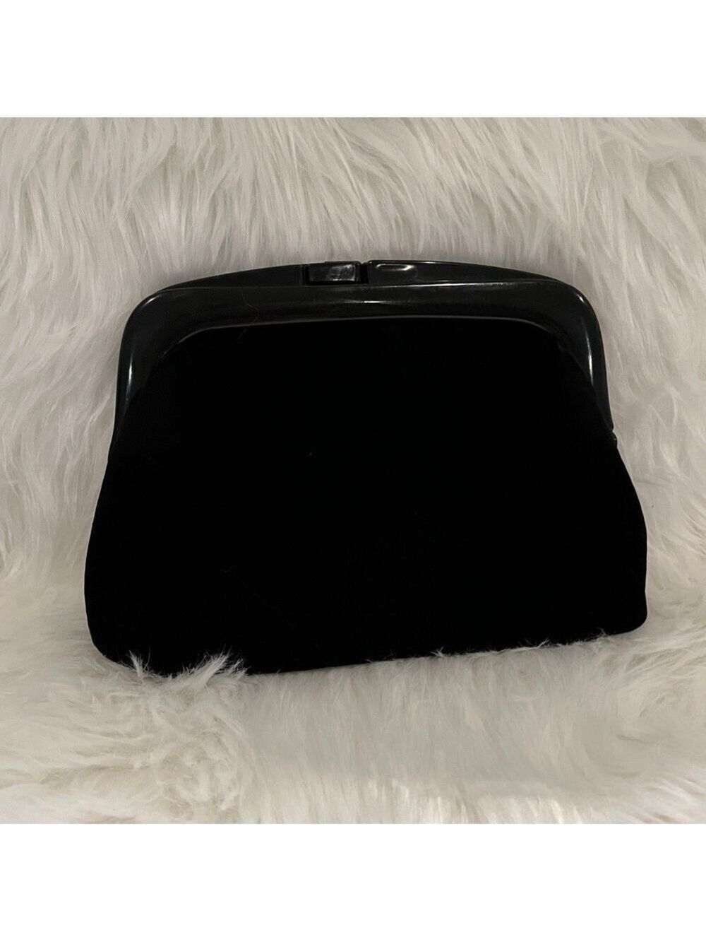 VINTAGE Black Velvet Frame Clutch Bag Whimsigoth Formal Evening Bag Event Chic